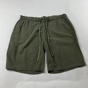 James Perse Ladies Dark Olive Ultra Lightweight Cotton Gauze Pull On Shorts XL
